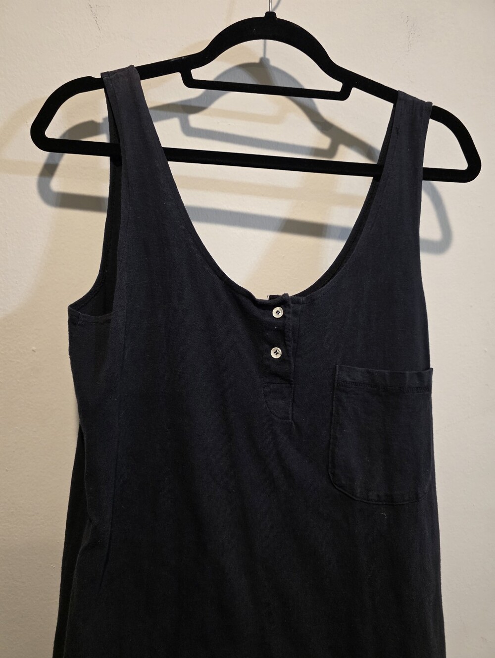 Vintage 90s GAP Made in USA Drop Waist Tank Henley Maxi Dress |